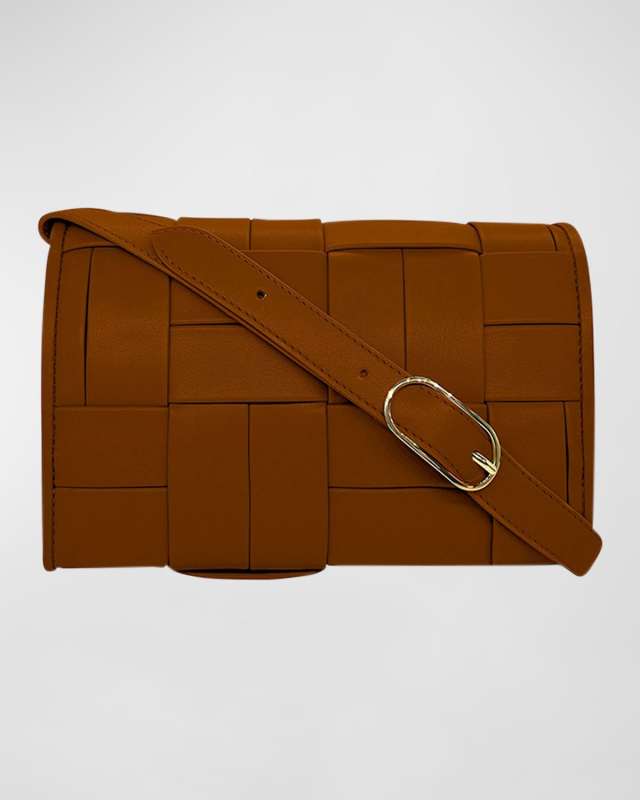 Feronia Flat Woven Vegan Fabric Crossbody Bag